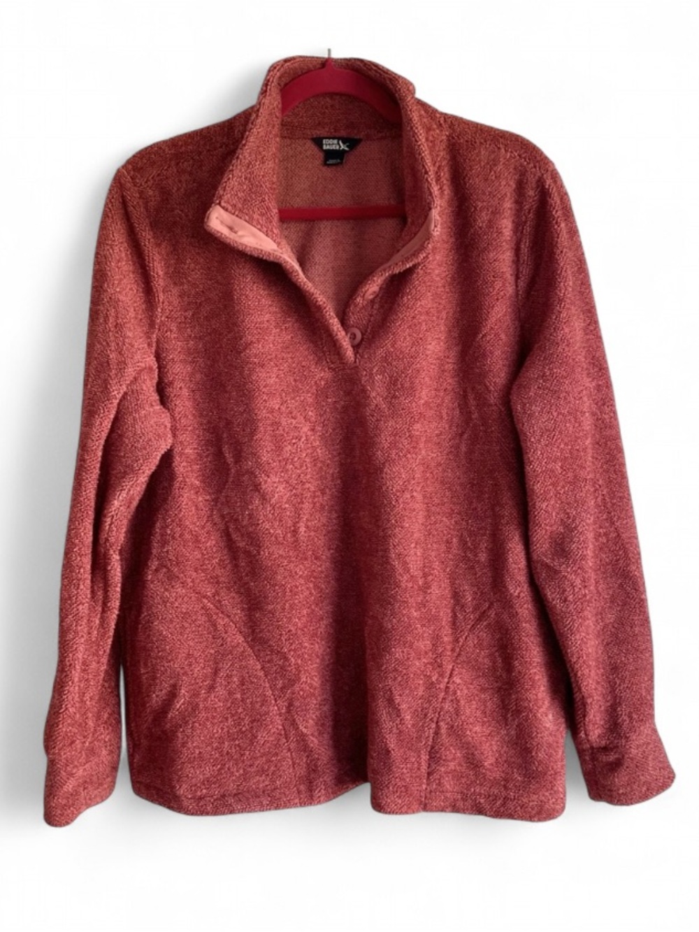 Eddie Bauer Women's Button Neck Fleece Pullover with Pockets Size L
